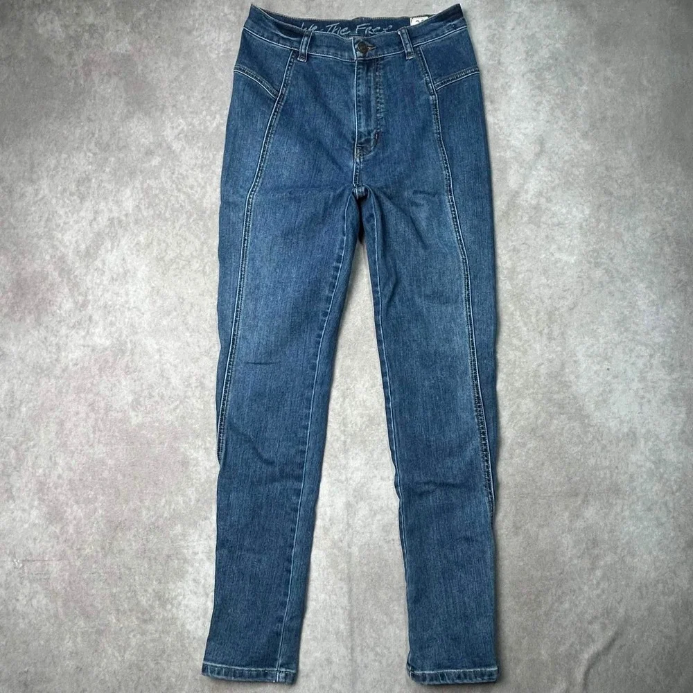 We The Free Free People High Rise Seamed Skinny Jeans Blue 28 OB1047643